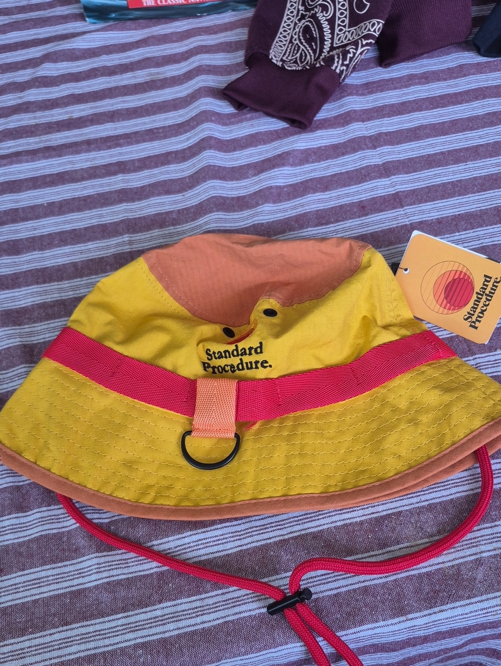 Men's Yellow & Orange Bucket Hat with Pink Trim